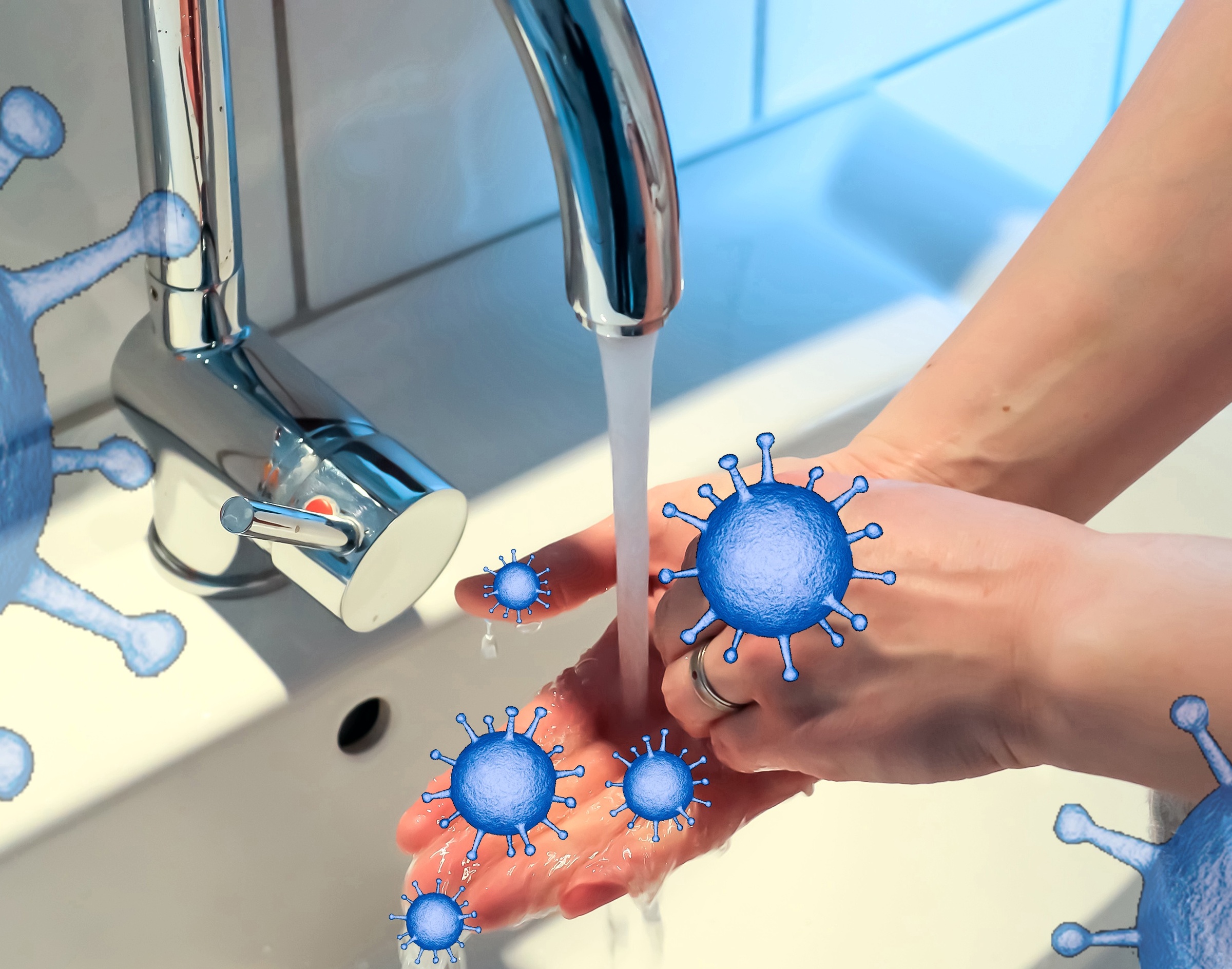 Cleaning and washing hands with soap prevention for outbreak of CPR First Aid Training Concept